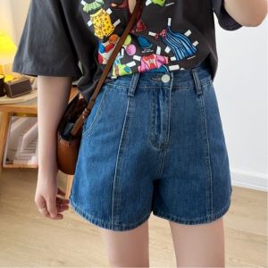 GHAOHESพร้อมส่ง    กางเกงยีนขาสั้น ผญ ยีนส์   S-5XL เอวสูงย้อนยุคทรงเอสำหรับคนตัวเล็ก ไม่ยืดหยุ่น(V59)