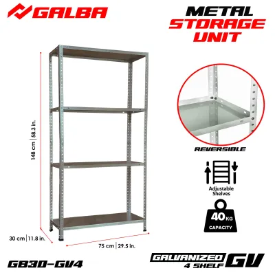 GALBA Galvanized Storage Shelves 345 Layers Adjustable ALL Metal Rack