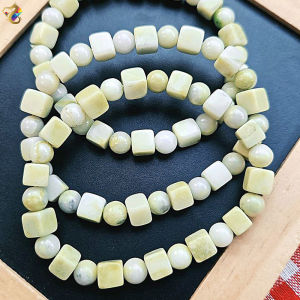 Premium Grade Natural Cauliflower Jade Cube Bracelet