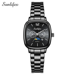 Sunlifex Jam Tangan Wanita Original Kalender Kasual Korean Style Tali Paduan Jam Tangan Cewek B006