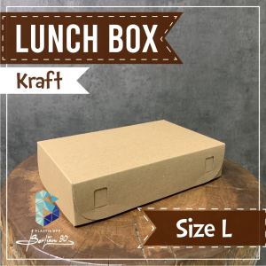 Lunch Box Paper (ISI 50) Ukuran L Tempat Makanan Lunch Box/Dus Box Ayam Geprek Kemasan Makanan Dus Nasi Kemasan Take Away Kertas Nasi Lunch box Kraft - Kotak Makan Kertas coklat
