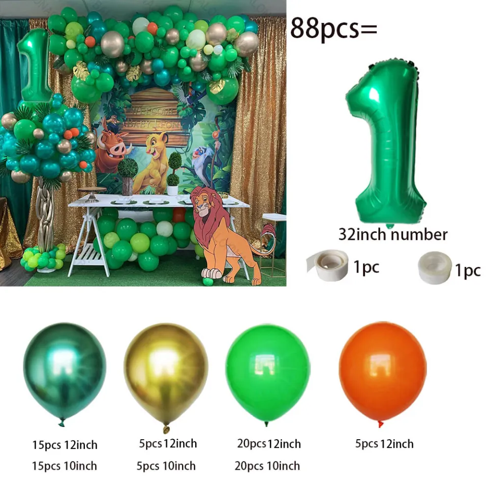 88PCS Lion King Animal Green Balloon Arch Garland Jungle Animal