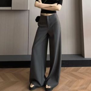 Womens Suit Pants Low Waist Wide Leg Trousers/Fashion Slim Fit Business Long Pants/Casual Versatile Style/For Adult Female/Chic Design