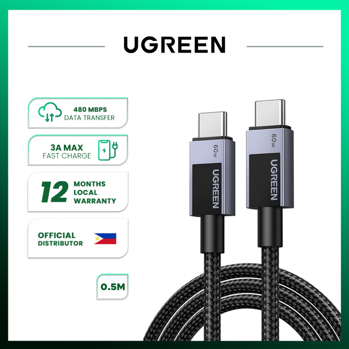 UGREEN USB-C 2.0 TO USB-C 5A ALU CASE WITH BRAID 2-IN-1 100W