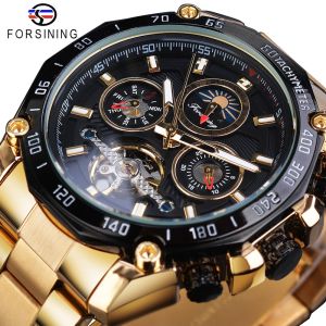 Forsining Fashion Classic Black Men's Mechanical Watch Tourbillon Hollow Automatic Winding Gift
