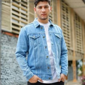 Jaket Jeans Sherpa Denim Pria Bulu Domba