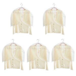 MAOMEI 5Pcs Dustproof Clothes Dust Cover Half-Body Design Moistureproof Transparent Closet Cover Clothes Organizer Waterproof Hanging Suit Cover Home Use