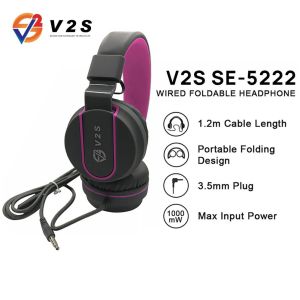 V2S SE5222 Wired Headphone Collapsible 3.5mm Jack Foldable Adjustable notebook PC game Headset.