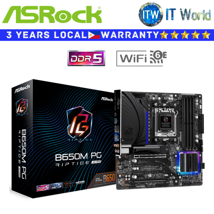 Itw | ASRock Motherboard B650M PG Riptide Wifi microATX AM5 DDR5 ...