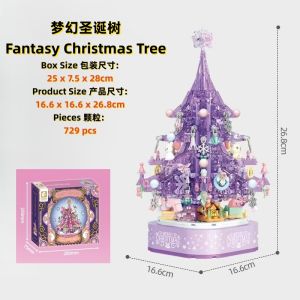 {SG Local} Christmas Tree DIY Building Block With Rotating Music And Light For Christmas Gift