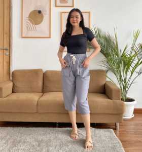 Celana Wanita Pendek 7/8 Kantong Linen Yuna