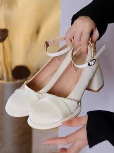 3 Days Delivery [Free Shipping] Womens High Heels 6cm Heel Height Pumps 2026 New Round Toe Thick Heel French Hook Style Fresh Womens High Heels Banquet Shoes Suitable for Dinner Parties