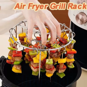 Rak Pemegang BBQ Stainless Steel Air Fryer Grill Household Meat Baking Barbecue Skewer Holder Rack