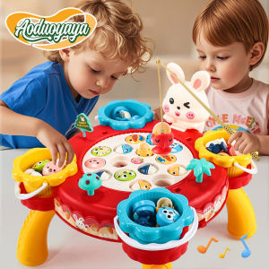Aoduoyaya Electric Magnetic Fishing Toys 360 Rotating Plate Music Lights Safe Bpa-free Plastic Kids 3+ Hari