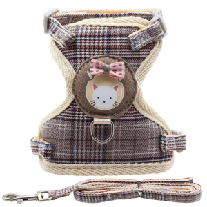 Bộ dây dắt cho Mèo kèm yếm ngực có bông hoạt hình (mẫu mới) - Hara Pet Store