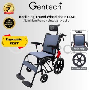 Reclining Lightweight Foldable Wheelchair Ergonomic Seat Kerusi Roda Orang Tua Wide Area Travel Elderly