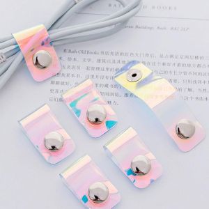 【Ready Stock】Laser Colorful Cord Cable Organizer Wire Cable Winder Portable Storage Buckle For Phone Earphone Cable Cord
