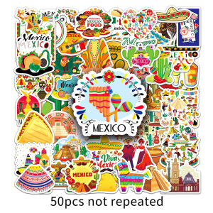 50PCS Mexican Travel Tourism Sticker Pack Mexico Food Decals for Notebook Journal Scrapbook Phone Laptop DIY Kid Toys