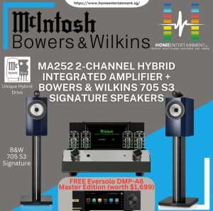 Mcintosh MA252 Hybrid Drive Amplifier + Bowers&Wilkins 705 S3 Signature (NEW MODEL) + FREE Eversolo DMP-A6 Master Edition (Worth $1699)