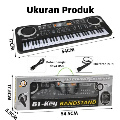 Tatajoy Keyboard Piano Anak Digital Elektrik 61 Keys Pioano Keyboard Listrik Anak dan Dewasa Piano Anak-anak Berisi Mic