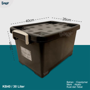 Container Box Murah KB 40 Liter Plastik Transfaran / Kotak Penyimpanan Kontainer EZY AKAKO Kuat Awet dengan Roda 45 35 25