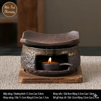 Bếp Xông Thảo Mộc Gốm Thô Bếp sao trà – Đế Đốt Sage Palo Santo Xông Trầm Healing & Thanh Lọc Không Gian