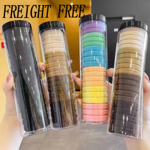 【FREIGHT FREE】50PCS/Bag New Fashion Women Solid Color Stretch Elastic Rubber Hair Bands Simple Ponytail Hairrope Girls With Solid Color Hair Tie High Elastic Rubber Band For Women Simple Hair Rope - High Elastic Rubber Band
