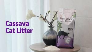 Non-Stick Strong Clumping Cat Litter Unscented Dust-Free Cassava Easy to Scoop Light Color for Health Tracking for Automatic/Stinless Steel/Plastic Cat Litter - 5Lb