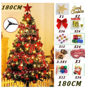 Free 3.3M Light Strip Christmas Tree with decorations set 5FT/6FT/7FT/10FT X-Mas Tree and Accessories Display Iron Stand Artificial ChristmasTree with Sturdy Metal Stand Decoration for Home/Holiday
