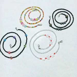 FreeshipMax Dây đeo khẩu trang hạt mắt quỷ hoa tuyết ngôi sao trong suốt hologram Maskchain devil eyes đen đẹp phụ kiện dễ thương Minehandmade