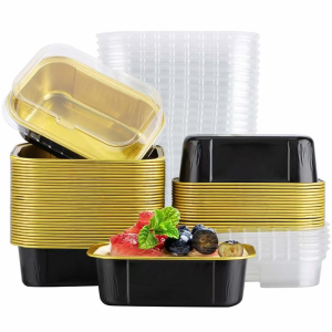 10Pcs 168ML Disposable Food Tray Microwave Safe Leakproof With Clear Lids For Takeout And Meals