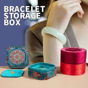 INGER Vintage Embroidery Bracelet Box Luxury Jewelry Display Pendant Necklace Ring Storage Fashion Packaging Box Velvet Jewelry Box Women