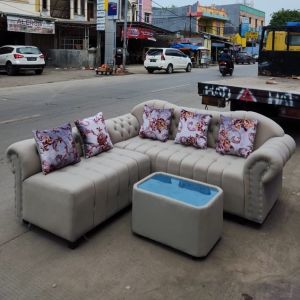 Sofa L Putus Lengkung Kancing