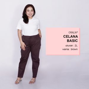 Celana Kerja Kantor Basic Jumbo Wanita / Celana Wanita Super Big Size / Celana Bahan Formal Seragam Wanita Big / Celana Karet Kekinian Model Terbaru Trendy