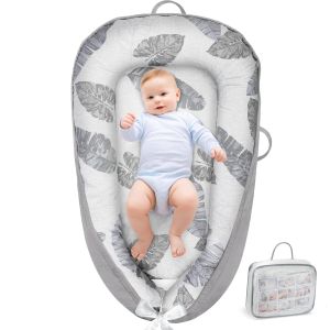 Pure Cotton Baby Crib Portable Baby Lounger Removable Washable Mobile Baby Nest Anti-Pressure Sleeping Bed