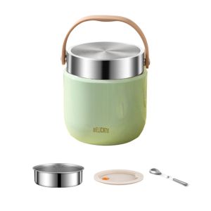 YOUSHI TOP Hai lớp Thùng đựng cơm cách nhiệt Thép không gỉ 304 với thìa Hộp đựng thức ăn giữ nhiệt Bền bỉ Chống rò rỉ Bình chân không Nhân viên văn phòng
