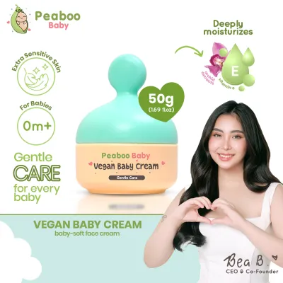 Peaboo Baby Vegan Face & Body Cream Hypoallergenic Double Moisture Lock with Pro-Vitamin B5 (50g)