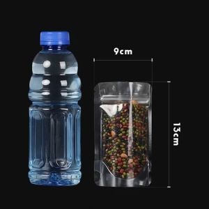 100pcs Half Silver Aluminum Half Clear Stand Up Pouch  Plastic Packaging with Zip Lock Packaging Ziplock Resealable