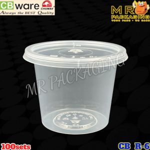 CB R6 Round Container With Lid ( 100sets± ) 6oz Disposable PP Plastic Food Box - Ware - Bekas Makanan Bulat - Chunbe CBware R 6 oz R-6