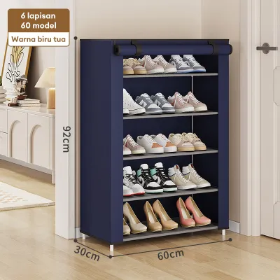 LG Rak Sepatu Kain 10/8/6 Tingkat Rak Sepatu Susun Tertutup Rak Lemari Sepatu Portable 60X30X160cm