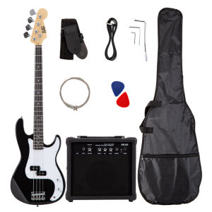 ZLG 4-String Black Electric Bass with Amplifier Professional&beginners Free gifts Fast Shipping