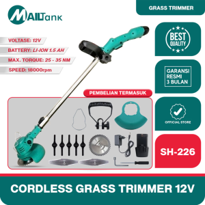 MAILTANK MESIN POTONG RUMPUT 12Volt 2 BATERAI CORDLESS GRASS TRIMMER SH226 / SH226A