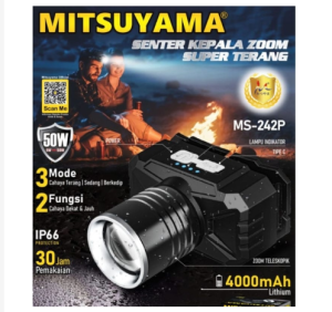 Senter Kepala Led 50 WATT Bisa ZOOM IN ZOOM OUT Super Terang Mitsuyama MS-242P Cahaya PUTIH