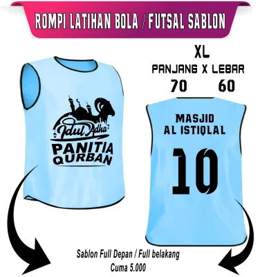 Rompi Bola - Rompi Futsal UK XL Plus Custom Sablon 1 Warna