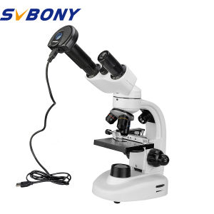 SVBONY SV605 Microscope Mikroskop 80X-1600X Double Barrel Biological Power And Battery Dual Supply System for Laboratory and Student Use