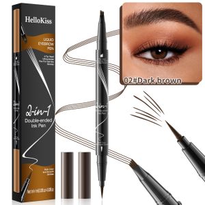 Blinkoo Hellokiss Dual-Ended 4-Prong Eyebrow Pencil - 2-in-1 Liquid Brow Pen Waterproof Sweatproof