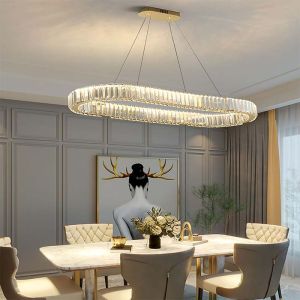 SUMEIYI ที่ทันสมัย LED ทอง/โครเมี่ยมคริสตัลจี้โคมระย้าหรูหราโคมไฟร้านอาหารครัวบาร์ร้านติดตั้งง่ายรับประกัน3ปี