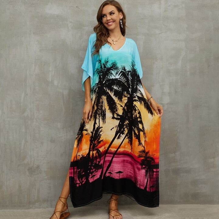 black beach wrap dress Passion Black Moonkiss Hawaiian Dress Smocked Floral main image 0