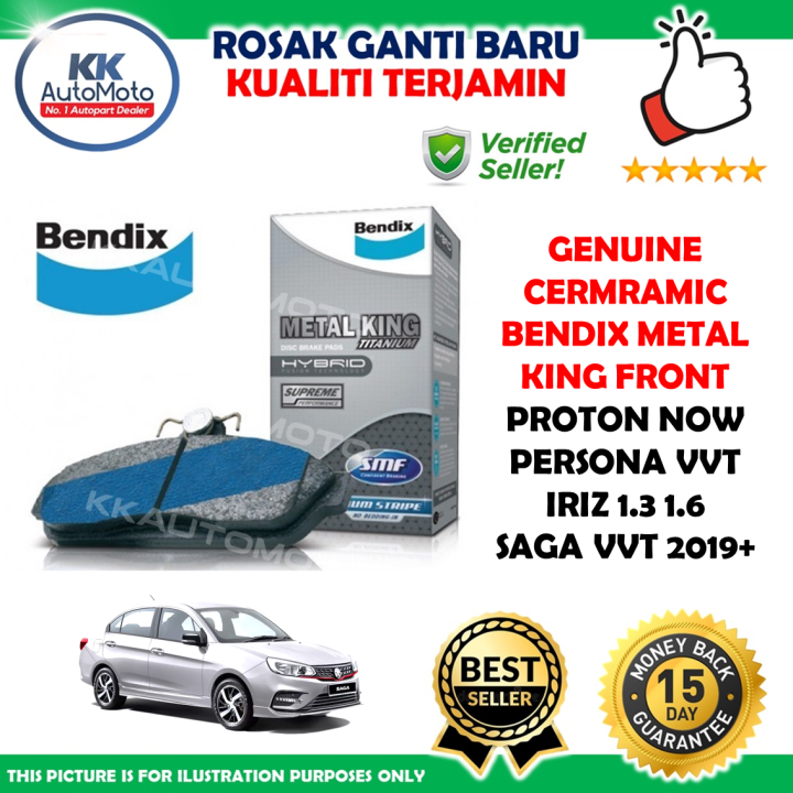 Proton Saga VVT 2019 - Now Persona VVT Iriz 1.3 1.6 Genuine Bendix DB2350 Ceramic Front Brake Pad Hadapan Metal King
