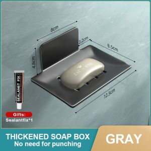Space Aluminum Soap Holder No Punch Wall-Mounted Bathroom Shower Soap Drain Rack Soap Shelves Soap Storage Dish Stainless Soap Holder Bathroom Accessories